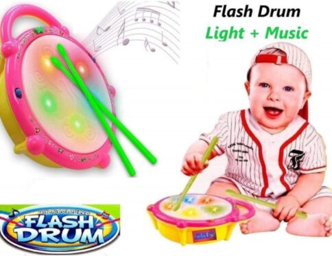 Flash Drum Toy with 2 Mallets for Kids | Multicolor 3D Lights